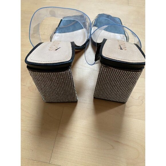 SCHUTZ "Ariellen" Embellished Heel Black Mules Sandals - Picture 5 of 9